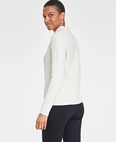 On 34th Women's Mock-Neck Cable-Knit Pullover Sweater, Created for Macy's