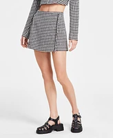 Steve Madden Women's Leon Houndstooth Fringe-Trim Skirt