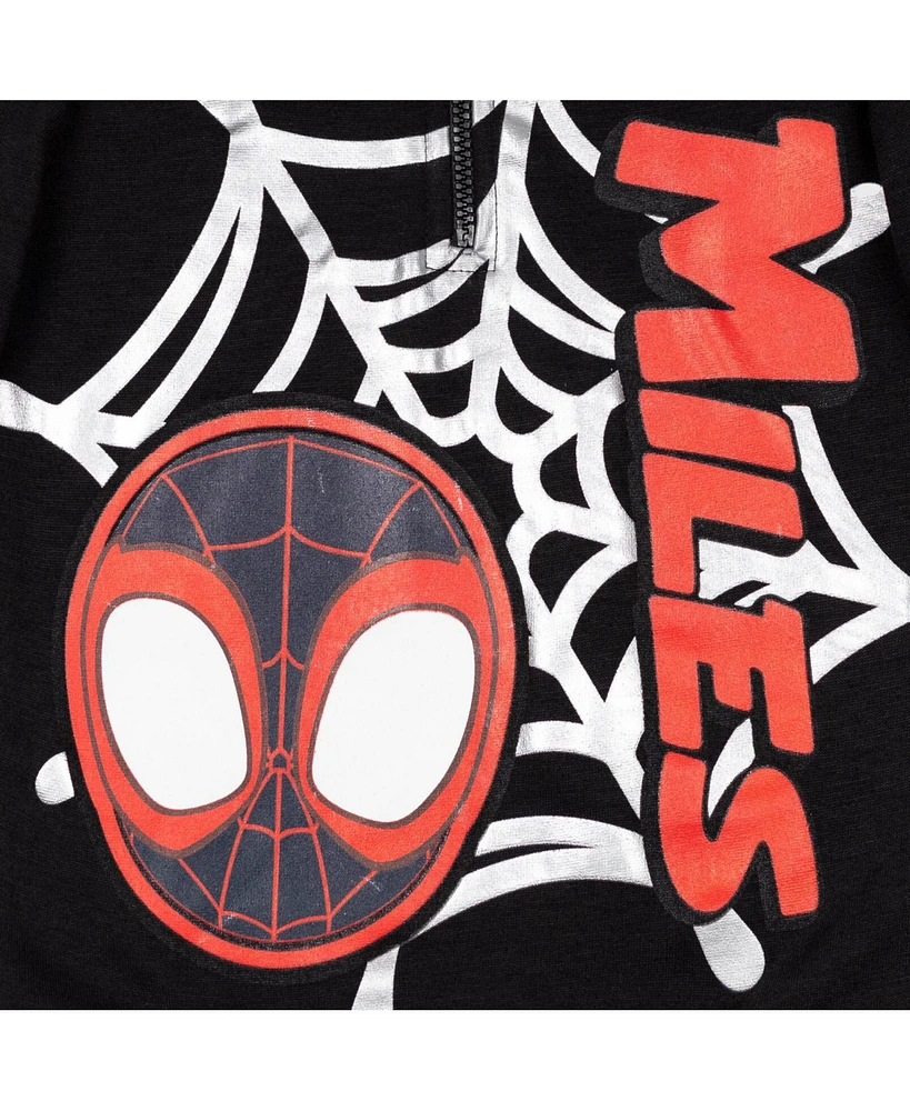 Marvel Boys Spidey and His Amazing Friends Ghost-Spider Miles Morales Spider-Man Fleece Half Zip Hoodie to