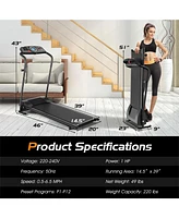 Skonyon 1.0 Hp Electric Mobile Power Foldable Treadmill with Operation Display for Home