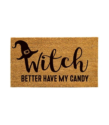 Evergreen 16 x 28 Inches Witch Better Have My Candy Door Mat | Non-Slip Rubber Backing | Dirt catching Natural Coir | Indoor and Outdoor Home Decor