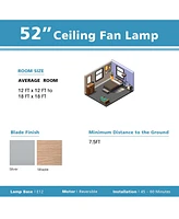 Skonyon 52 Inches Ceiling Fan with Wooden Blades and Remote Control-Silver