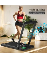 Skonyon 2-in-1 Folding Treadmill with Dual Led Display-Black