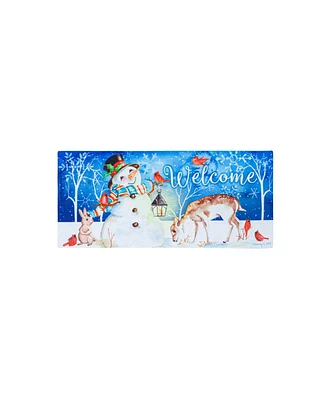 Evergreen Sweet Snowman and Friends Sassafras Indoor Outdoor Switch Doormat 1'10"x10" Multicolored