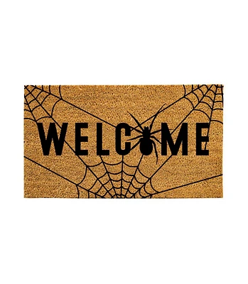 Evergreen 16 x 28 Inches Welcome Door Mat | Non-Slip Rubber Backing | Dirt catching Natural Coir | Indoor and Outdoor Home Decor