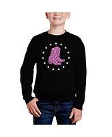 La Pop Art Boys Cowgirl Boots Word Crewneck Sweatshirt