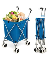 Inolait Folding Shopping Utility Cart with Water-Resistant Removable Canvas Bag
