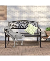 Sugift Garden Bench with Elegant Bronze Finish and Durable Metal Frame