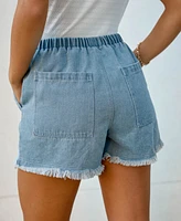 Cupshe Women's Frayed Drawstring Denim Shorts