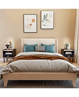 Sugift Nightstand Bedside End Table with Drawer and Open Shelf