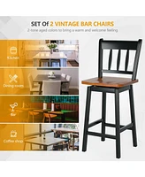 Sugift 24.5 Inches Set of 2 Swivel Bar Stools with 360° Swiveling