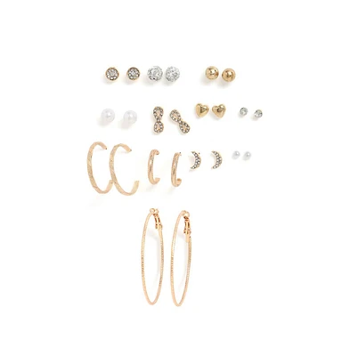 Sohi Women's Pack Of 12 Multi-Layer Earrings