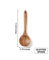 Sugift 9-Piece Natural Teak Wooden Kitchen Utensils Set