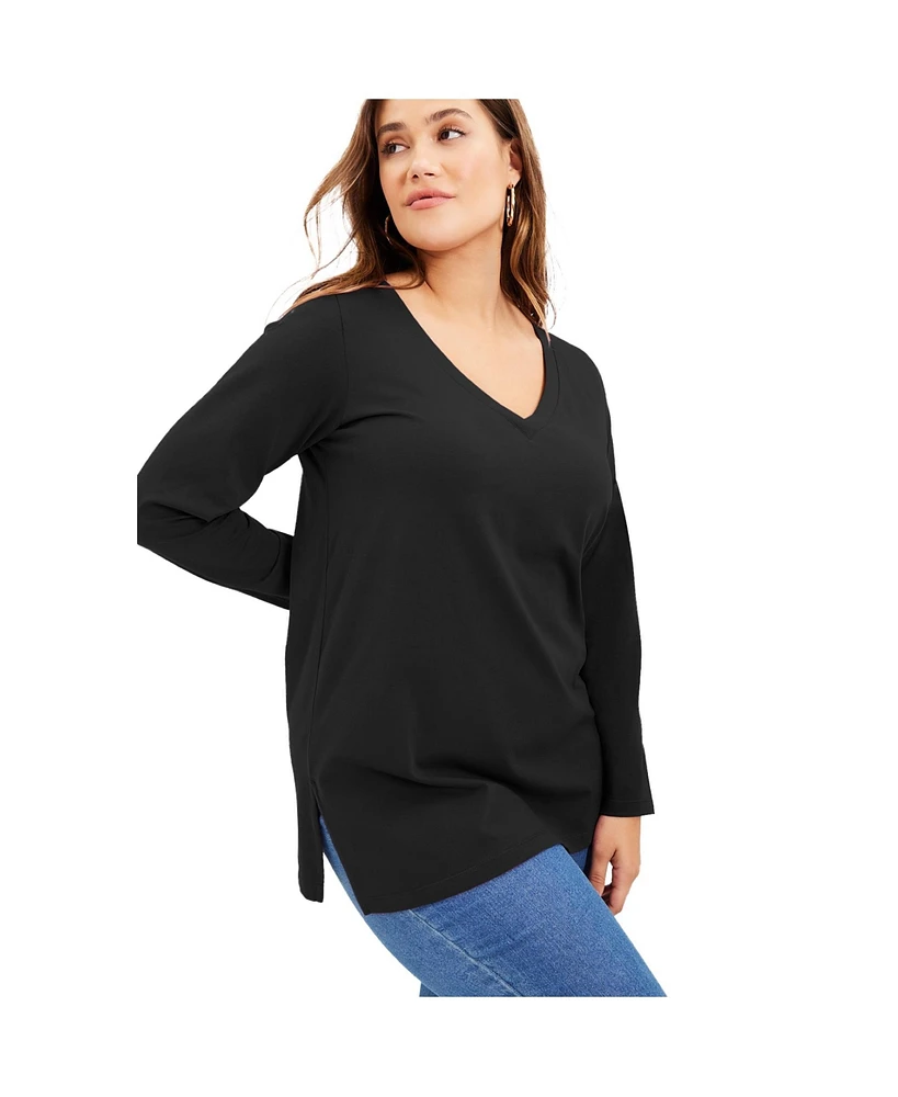 June + Vie Plus Long-Sleeve V-Neck One Only Tunic