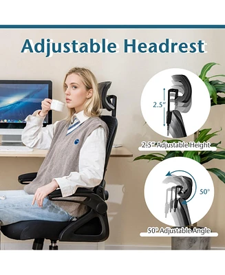 Sugift Adjustable Swivel Task Chair Ergonomic Office Chair with Adjustable Lumbar Support