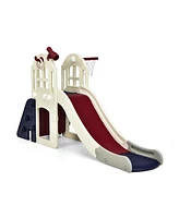 Inolait 6-in-1 Toddler Climber Slide Playset with Basketball Hoop