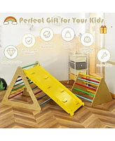 Inolait 3 in 1 Wooden Set of 2 Triangle Climber with Ramp for Slid