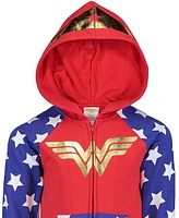 Dc Comics Toddler Girls Justice League Wonder Woman French Terry Zip Up Costume Hoodie