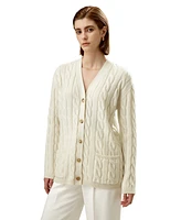 Lilysilk Women's Oversized Cable Weave Wool Cardigan