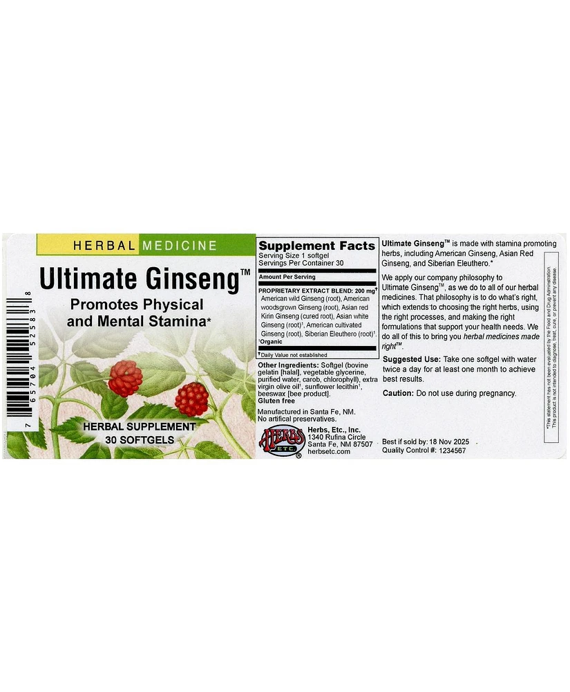 Trace Minerals Herbs Etc. Ultimate Ginseng, 30 Ct