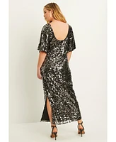 June + Vie Women's Sequin Midi Dress