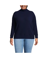 Lands' End Plus Waffle Relaxed Long Sleeve Mock Neck Pullover