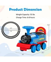 Gymax 6V Electric Kids Ride On Train Motorized Train Toy w/ Track & 6 Wheels Navy