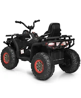 Gymax 12V Electric Kids Ride On Car Atv 4-Wheeler Quad w/ Led Light White