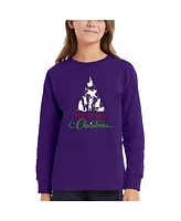 La Pop Art Girls Meowy Christmas Tree Word Long Sleeve T-Shirt