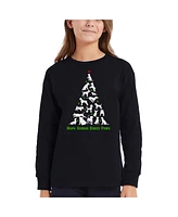 La Pop Art Girls Here Comes Santa Paws Word Long Sleeve T-Shirt