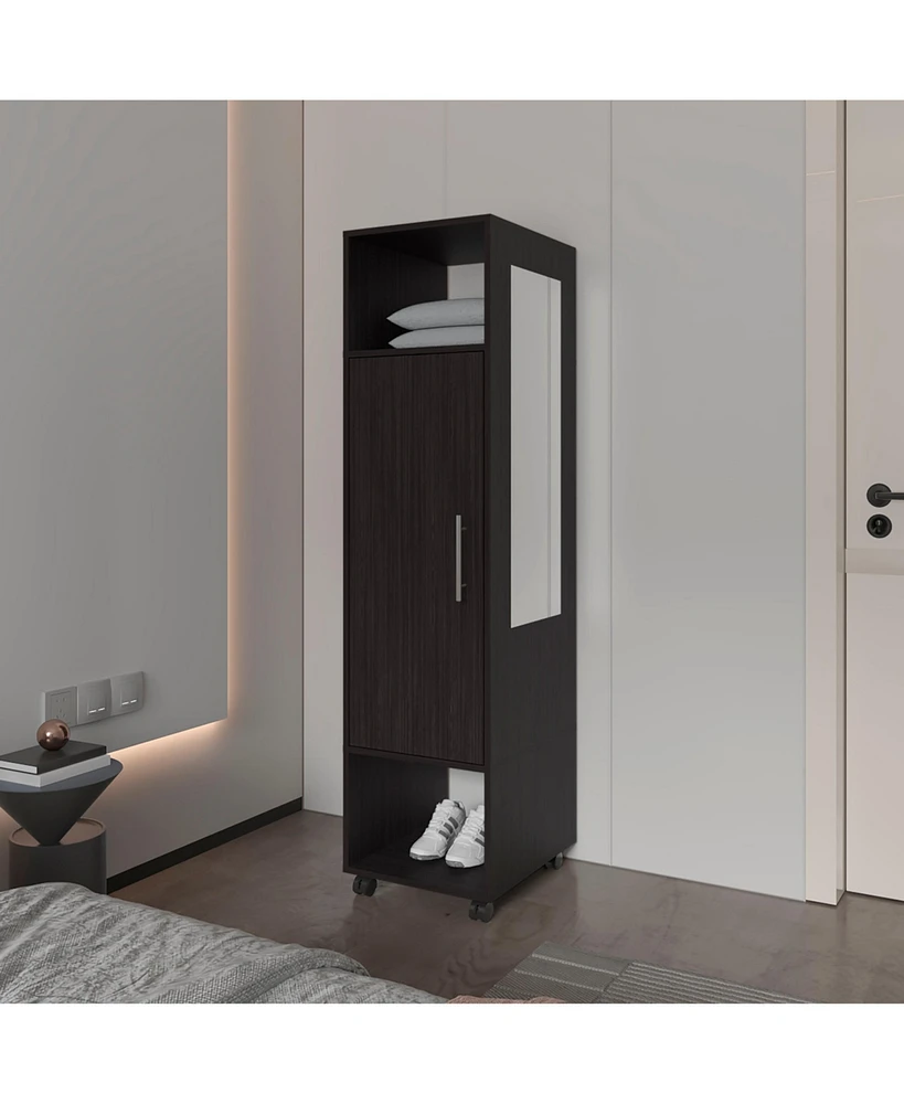 Fm Furniture Summit Wardrobe in melamine with mirror,door and open storage