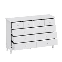 Famapy White 10-Drawer 55.1 in. W Wood Paint Finish Dresser Chest of Drawers Cabinet