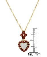 Lab Grown Opal (5/8 ct. t.w.) & Garnet (1-1/4 ct. t.w.) Heart Halo 18" Pendant Necklace in 14k Gold-Plated Sterling Silver