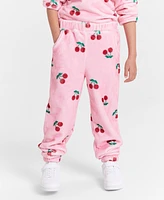 kensie Big Girls Cherry-Print Faux-Sherpa Jogger Pants