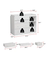 Famapy 5-Drawers White Wood Kids Changing Table Dresser Chest of Drawers