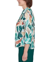 Alfred Dunner Petite Abstract Leaf 3/4-Sleeve Shirt