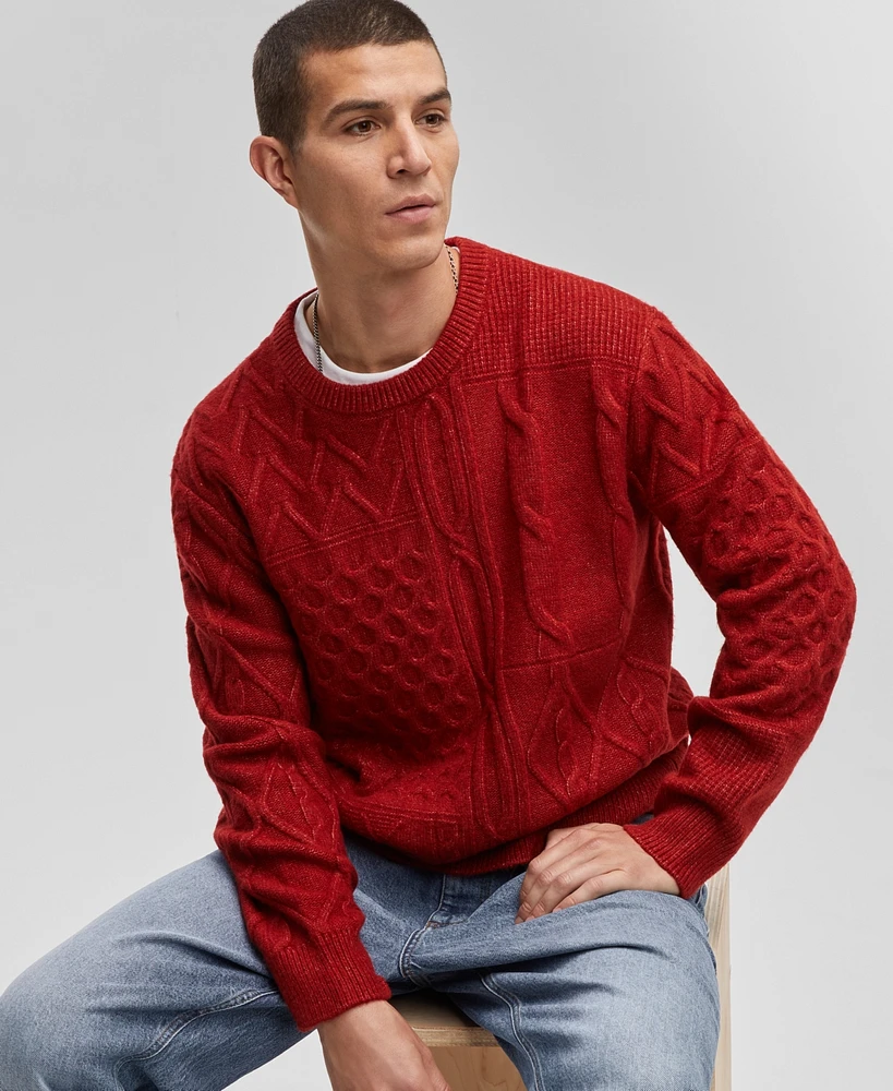 Mode of One Men's Long-Sleeve Cable-Knit Sweater, Exclusively at Macy's