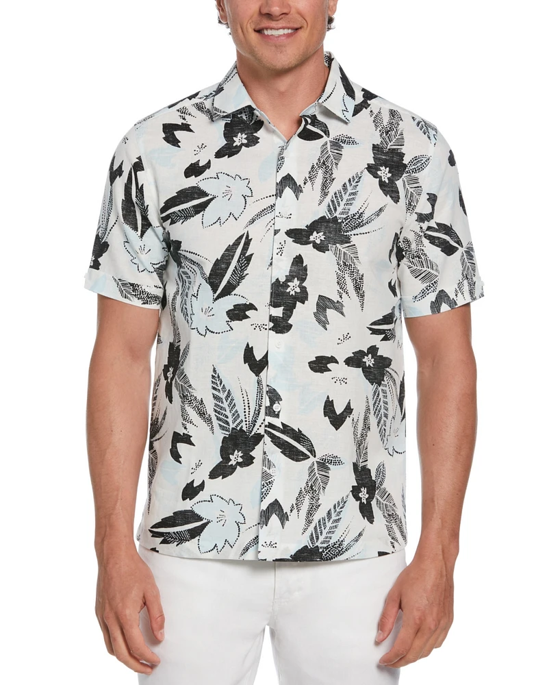 Cubavera Men's Short Sleeve Button-Front Abstract Floral Print Shirt