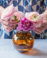 Vietri Hibiscus Glass Tortoiseshell Bud Vase