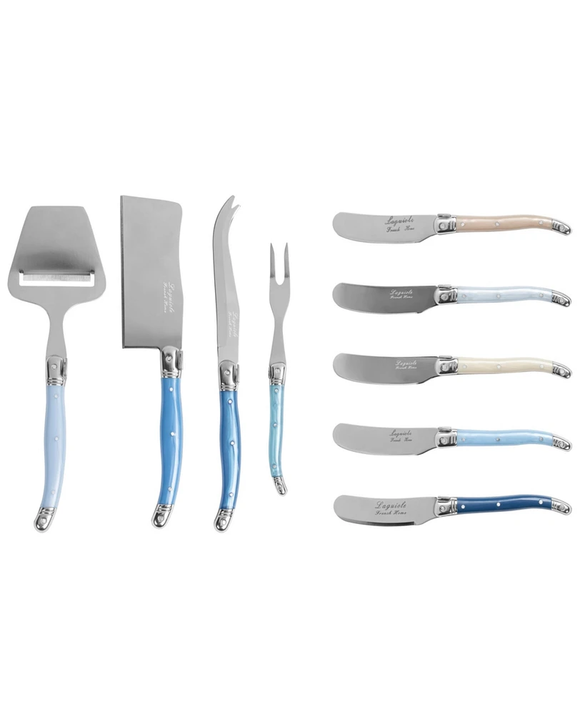 French Home Essential Laguiole Cheese 9-Piece Knife and Spreader Set with Handles