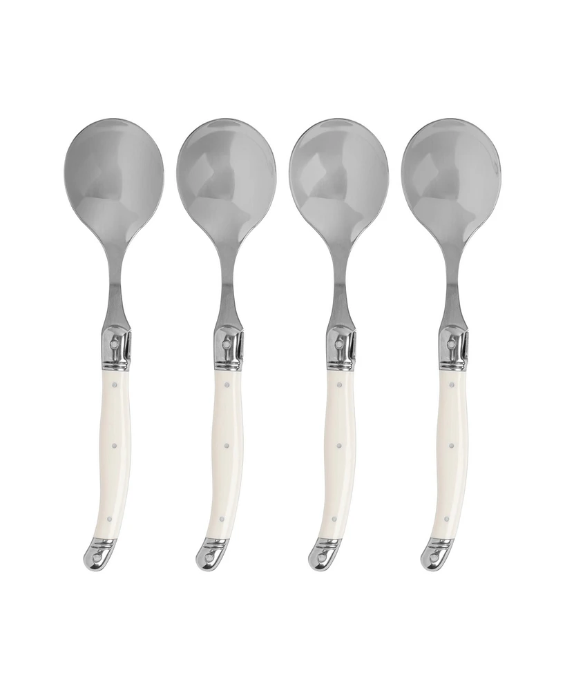 French Home, Set of 4, Laguiole Soup Spoons with Faux Ivory Handles