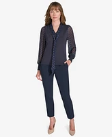 Tommy Hilfiger Women's Contrast-Tie-v-Neck Blouse