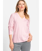 Olsen Women's Long Sleeve V-Neck Solid T-Shirt