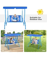 Sugift Outdoor Kids Patio Swing Bench with Canopy 2 Seats