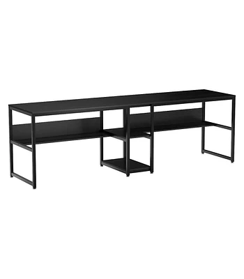 Tribesigns Two Person Desk with Bookshelf, 78.7 Computer Office Double for Person,Writing Workstation Shelf Home