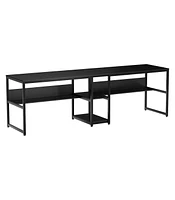 Tribesigns Two Person Desk with Bookshelf, 78.7 Computer Office Double for Person,Writing Workstation Shelf Home