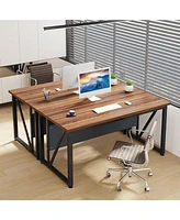 Tribesigns 55 inches Simple Computer Desk,Home Office Desk Writing Table for Workstation,Dark Walnut + Steel Leg,Cabinet not Included