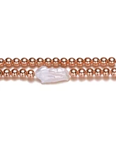 Rachel Glauber Baroque White Pearl Ball Bead Link Stretchable Layering Bracelet