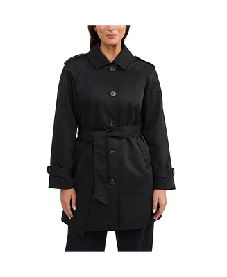 Ellen Tracy Women's Coated Gab Trench with Polyfill Insulation