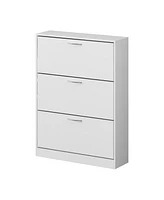 Homsee White Wooden Shoe Storage Cabinet,Fashion Shoes Cabinet with 3-Drawers